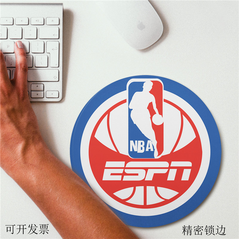 推荐NBA湖人勇士猛龙队LOGO队徽圆形笔记本鼠标垫小加厚锁边便携