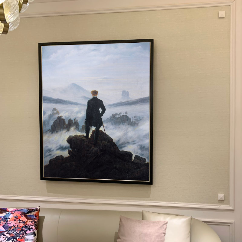 弗里德里希雾海上的旅人定制竖款人物美欧式油画布画芯喷绘装饰画