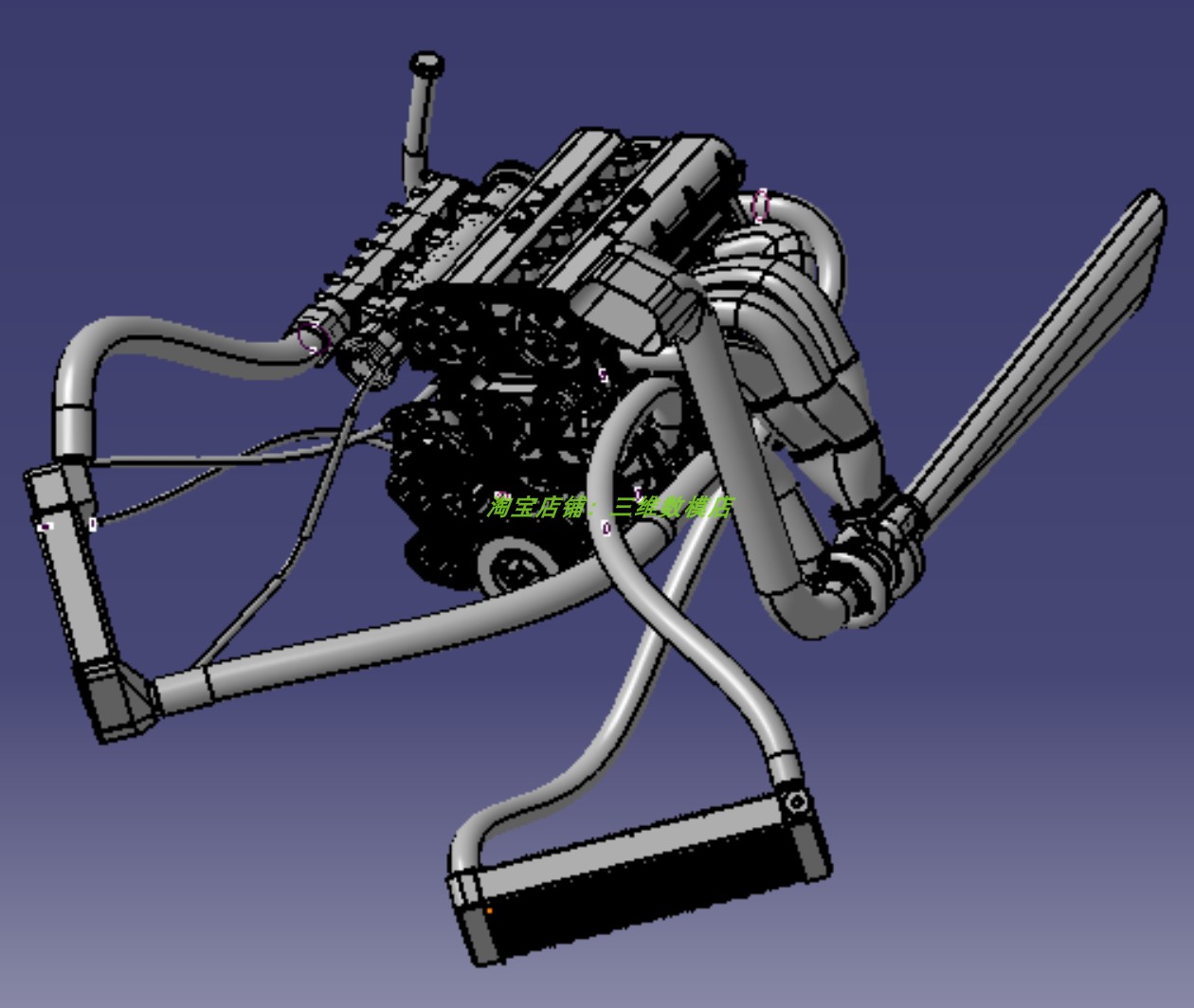 1.5升1000kw直列L4四缸汽油车发动机3D三维几何数模型进排气活塞