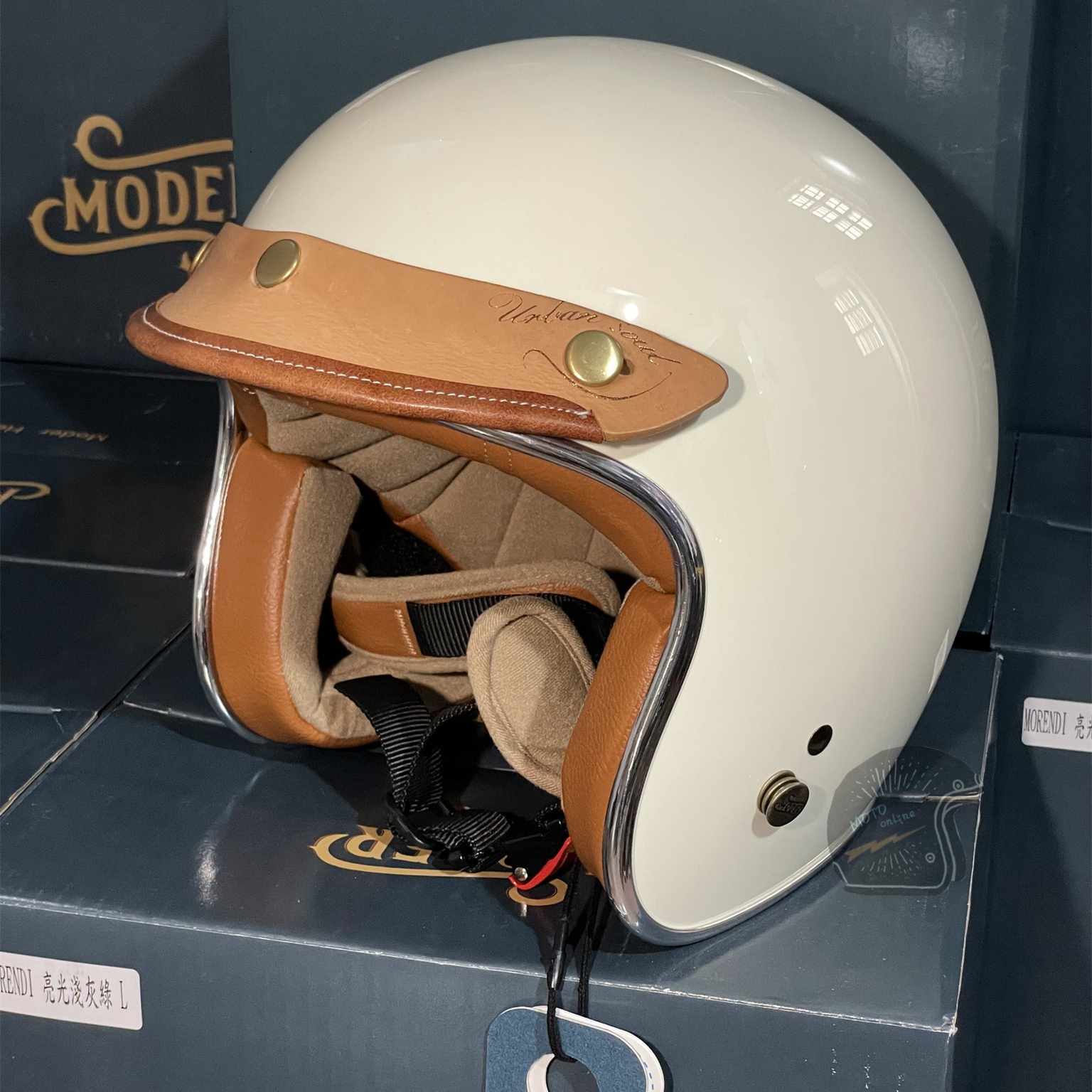 台湾MODER摩德 复古3/4头盔 哈雷姜戈踏板情侣摩托通勤半盔骑士