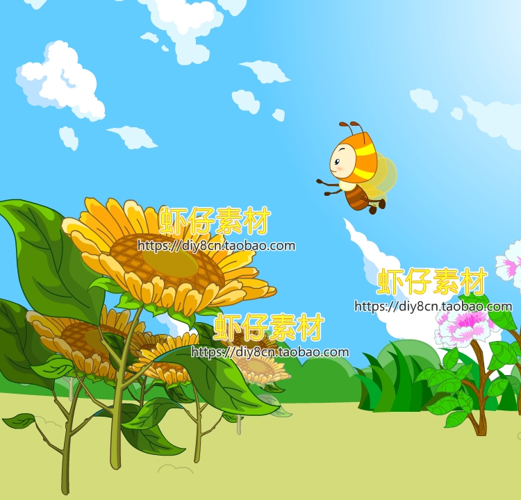 AN/Flash人小蜜蜂可拆分元件动画源文件素材场景动态动物拟含GIF
