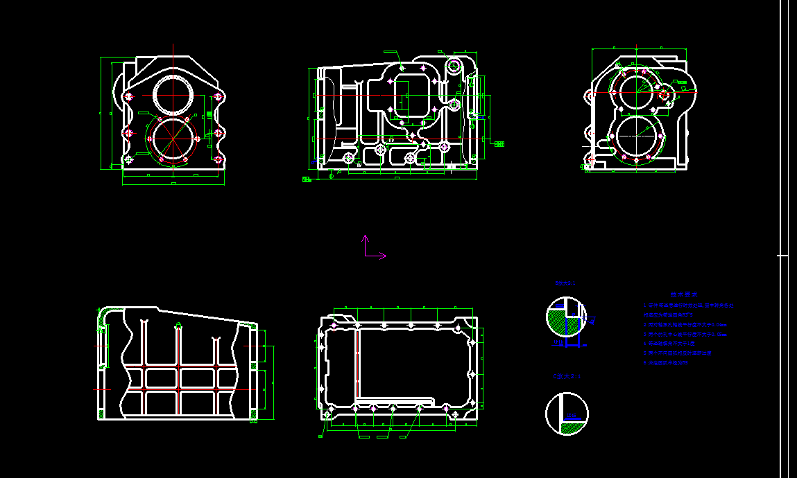 变速器箱体加工工艺及夹具设计2D图机械CAD素材