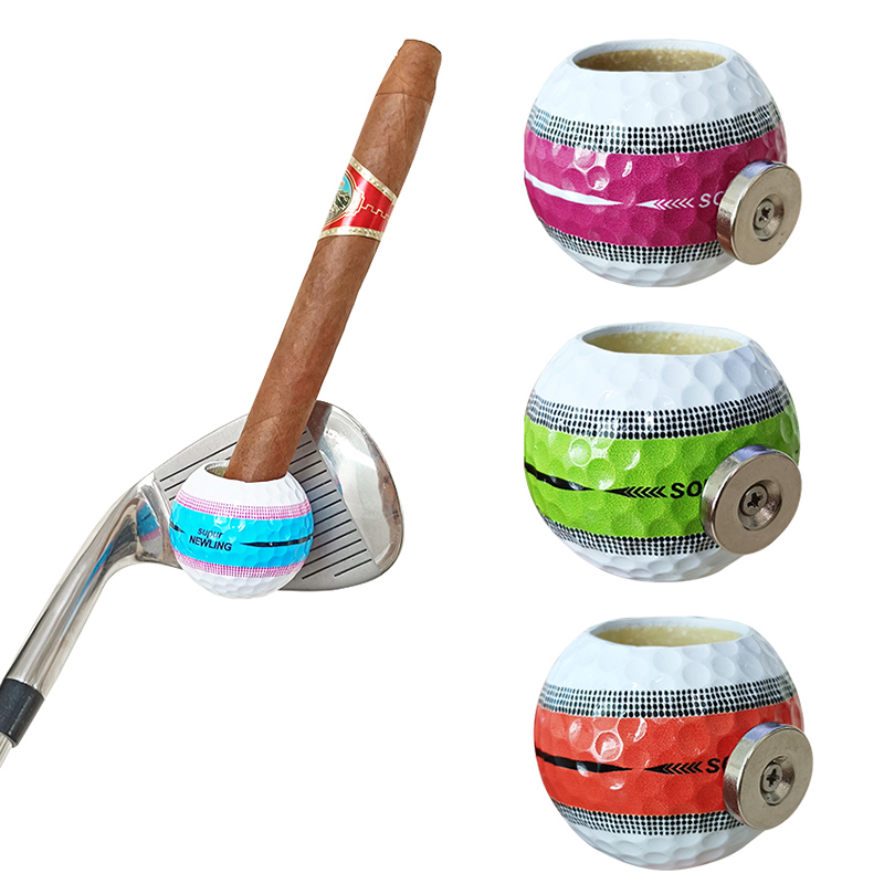 高尔夫用品球形带磁吸雪茄烟筒外观小巧方便携带高尔夫雪茄烟架