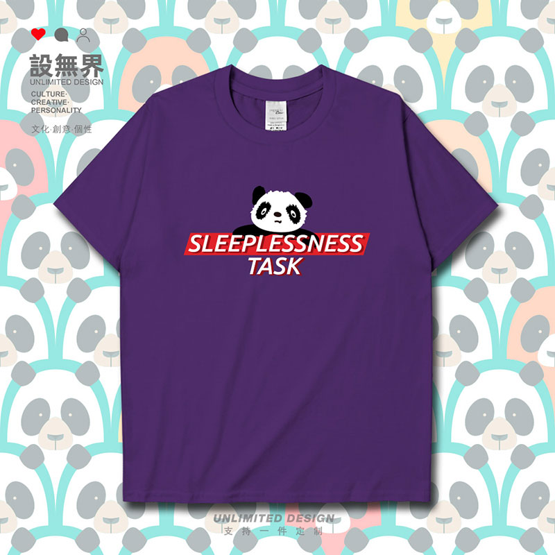 失眠SLEEPLESSNES熊猫眼短袖T恤男女趣味卡通图案衣服夏潮设 无界