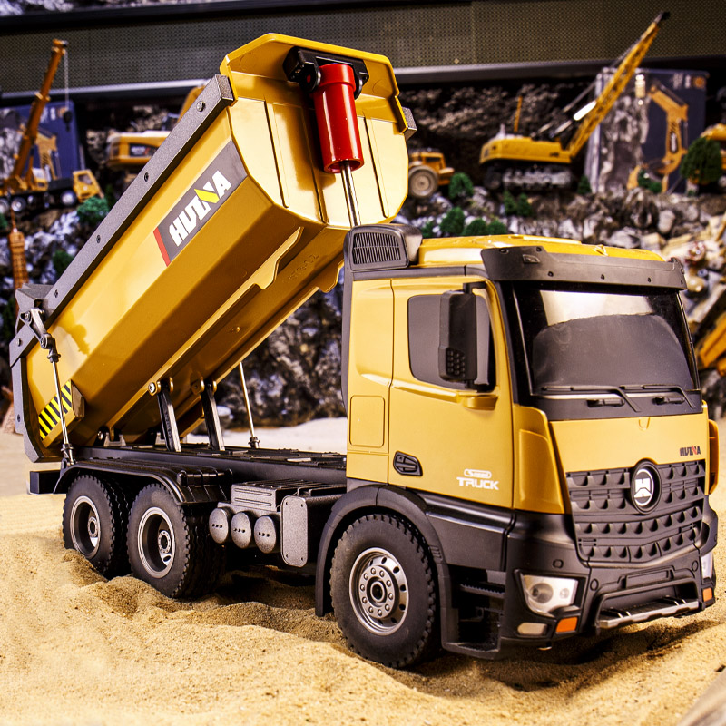 汇纳遥控玩具重型卡车自卸车工程车翻斗车货车矿山车装载机模型礼