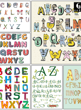 3D立体创意卡通二十六个英文字母数字矢量图片字母表设计素材