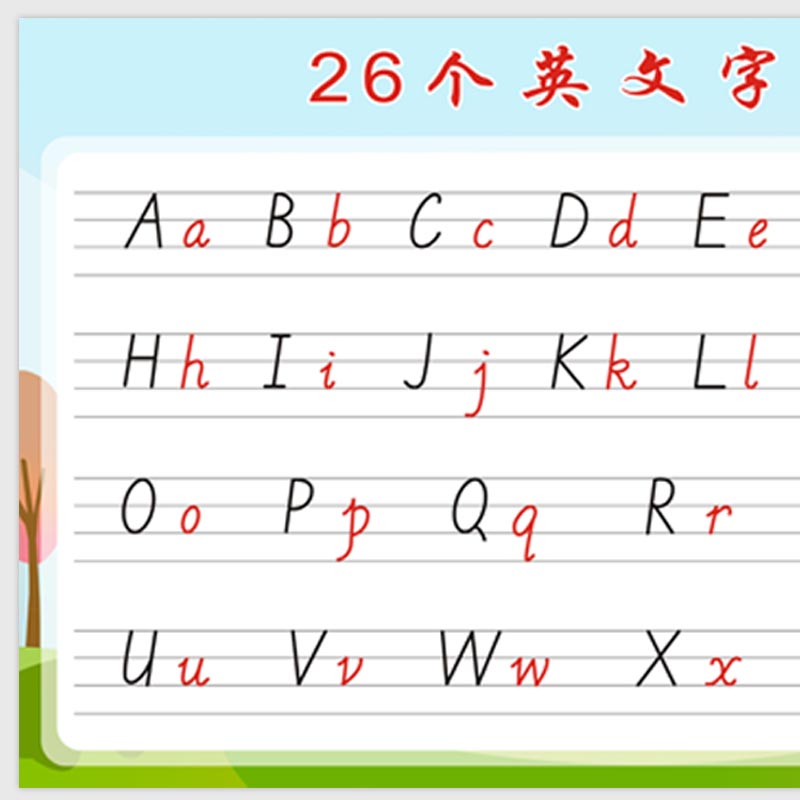 26个英文字母表挂图小学生二十六个大小写abcd儿童拼音字母表墙贴