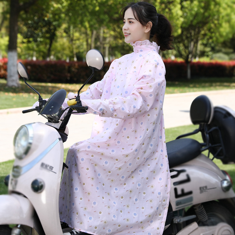电动车防晒衣女夏长款防紫外线骑车全身纯棉开摩托车遮阳大码披肩