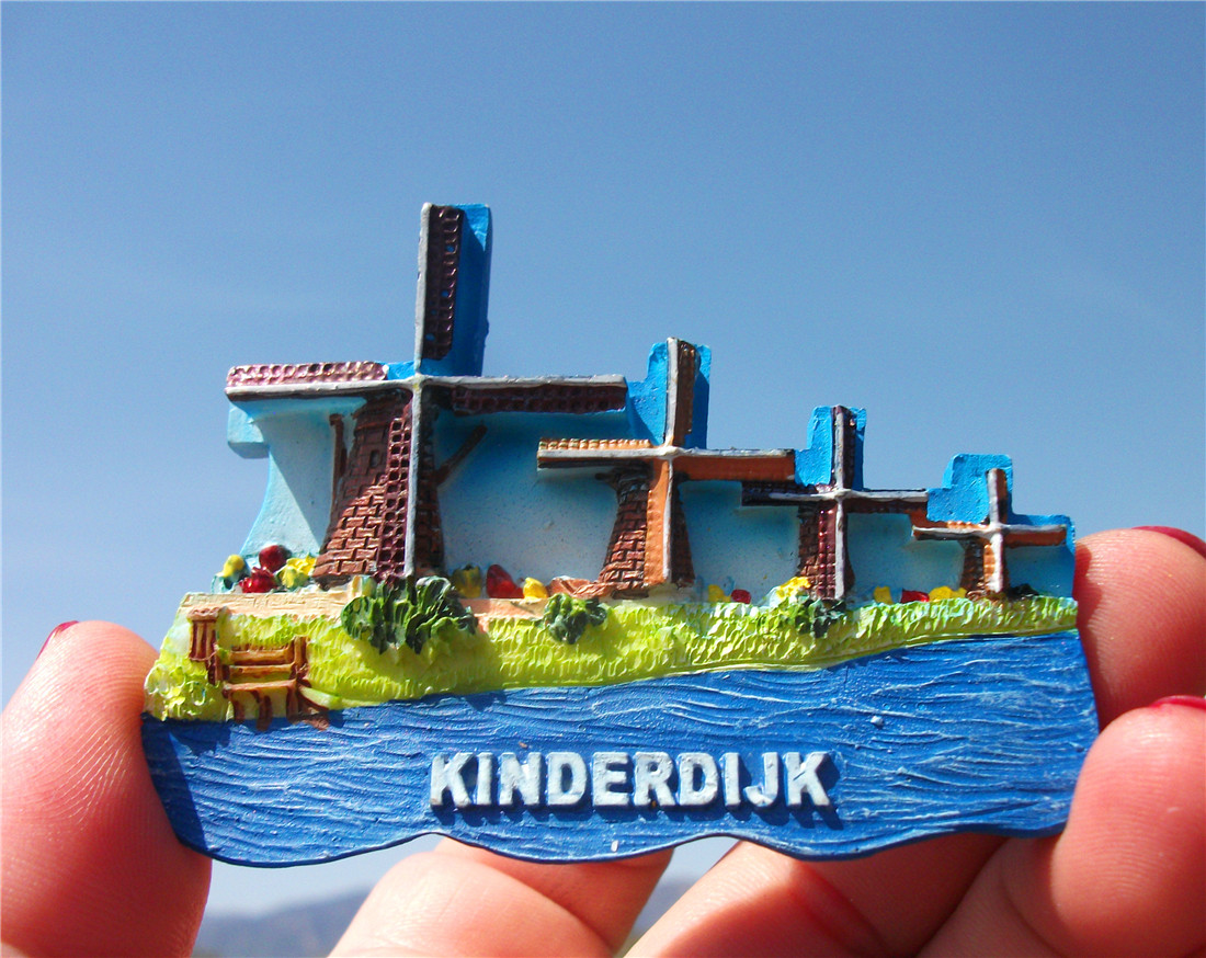 荷兰当地购买冰箱贴  世界文化遗产小孩堤防风车群KINDERDIJK