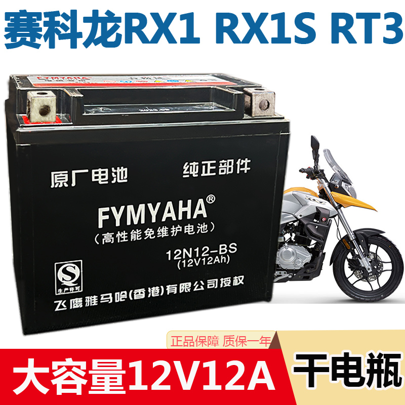 适用赛科龙RX1/RX1S/RT3/TX3S摩托车电瓶12V大排量专用免维护电池