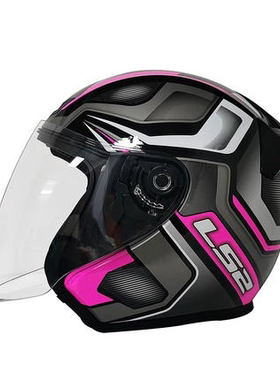 高档ls2半盔摩托车头盔夏季男女四分之三盔3C认证电动车安全盔OF6
