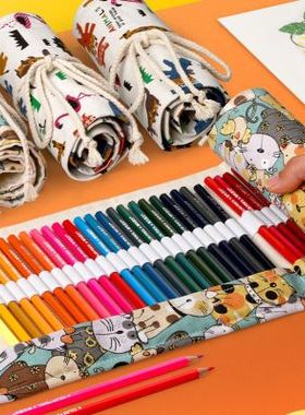 笔盒美术生专用帆布大容量复古画笔收纳袋好看的笔袋彩铅女生初中
