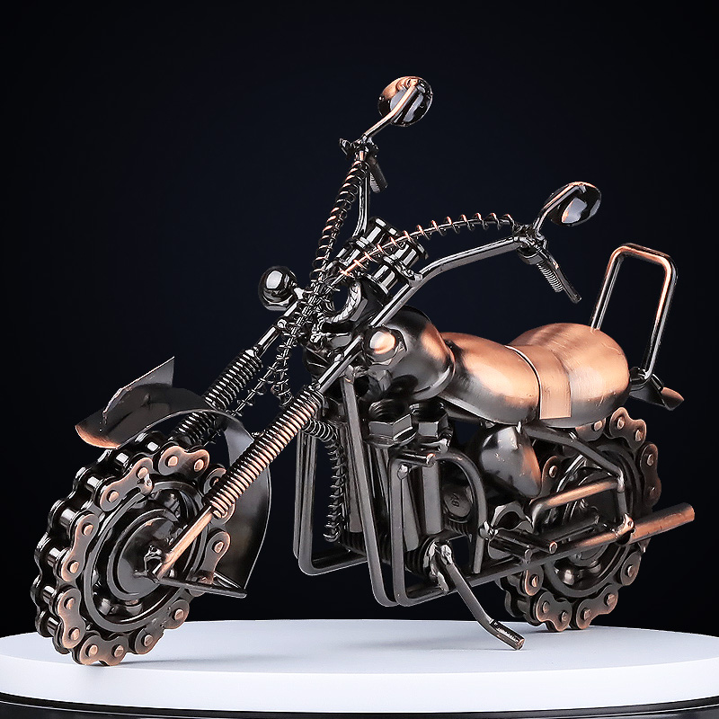 复古哈雷摩托车模型摆件铁艺金属机车男孩房间装饰摆设生日礼物男