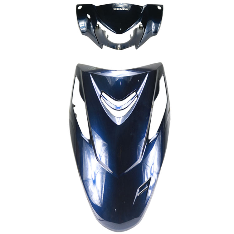 优酷110五羊本田踏板摩托车配件蓝色前围大灯箱头罩大板原厂外壳