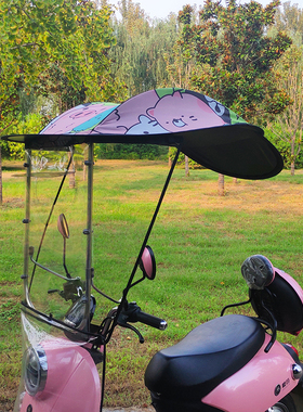 电动车电瓶车雨棚蓬电车摩托车遮阳伞防晒防雨挡风罩 黑胶车雨棚