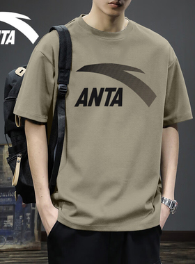 安踏短袖T恤男夏季薄款圆领潮流大logo舒适透气跑步上衣健身服装