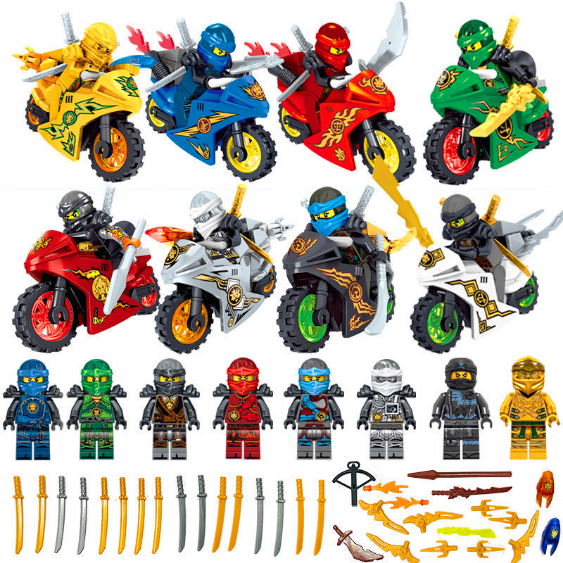 2023年新品幻影忍者拼图积木人仔人偶摩托车战车男孩益智拼装玩具