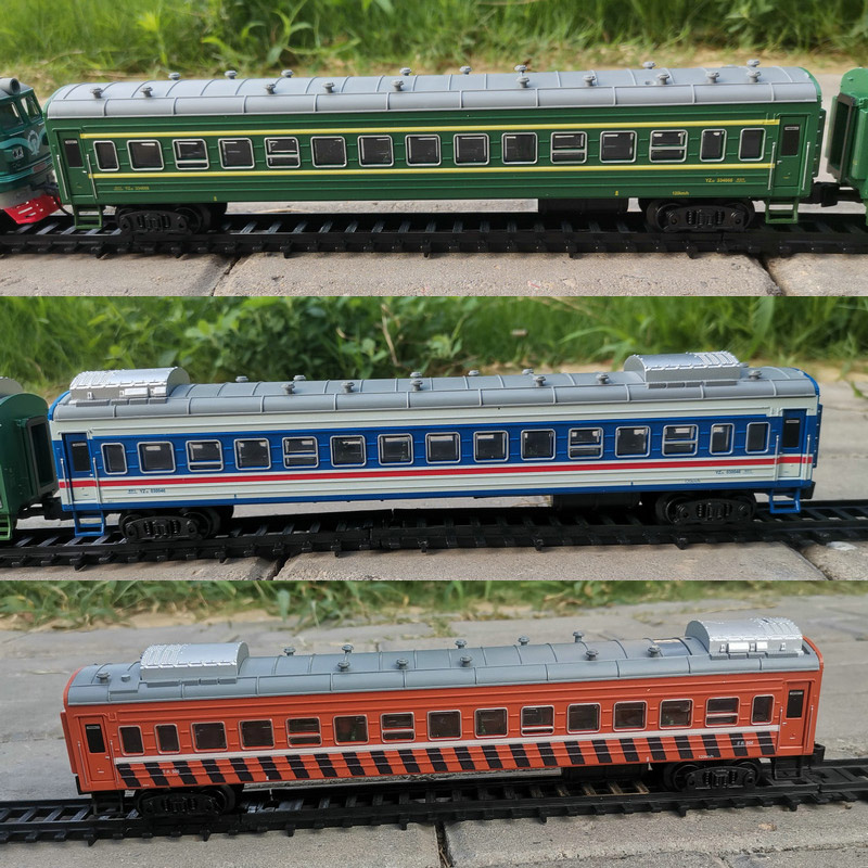 奥乐仿真火车模型儿童男孩玩具YZ22硬座车厢工程救援绿皮轨道车