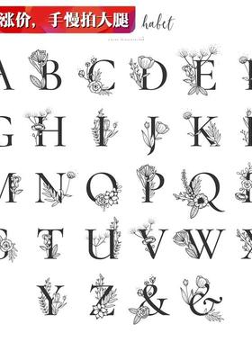 婚礼LOGO英文字母花朵创意时尚简约头像店标头像海报AI设计素材