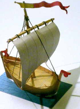 儿童手工折纸DIY拼装立体3D纸质模型仿真小帆船迷你小船小舟制作