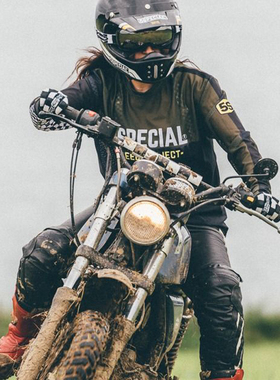 欧美风复古长袖摩托车服越野机车服透气速干赛车服摩旅骑行服通用