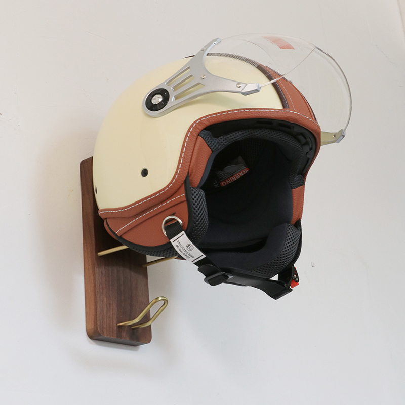 胡桃木头盔收纳架摩托车帽子头盔多功能展示支架机车装备放置架头