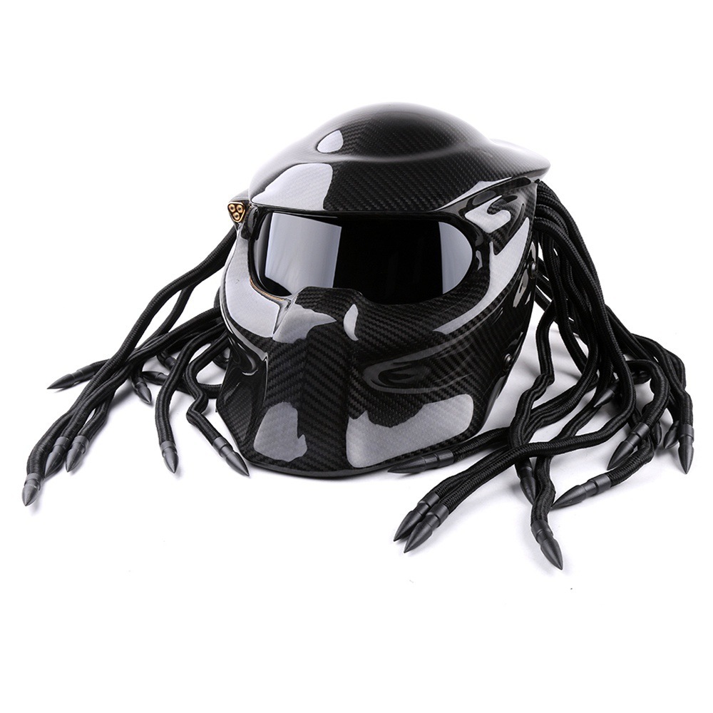 跨境超酷激光铁血捕食者机车赛车碳纤维摩托车安全头盔男全盔