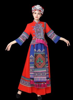 今年流行传统民西壮族服饰女少数回族服装三月三广娘家舞台演出服