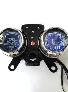 摩托车越野车骑士车改装圆形双表液晶仪表1-6档可调节油时速转速