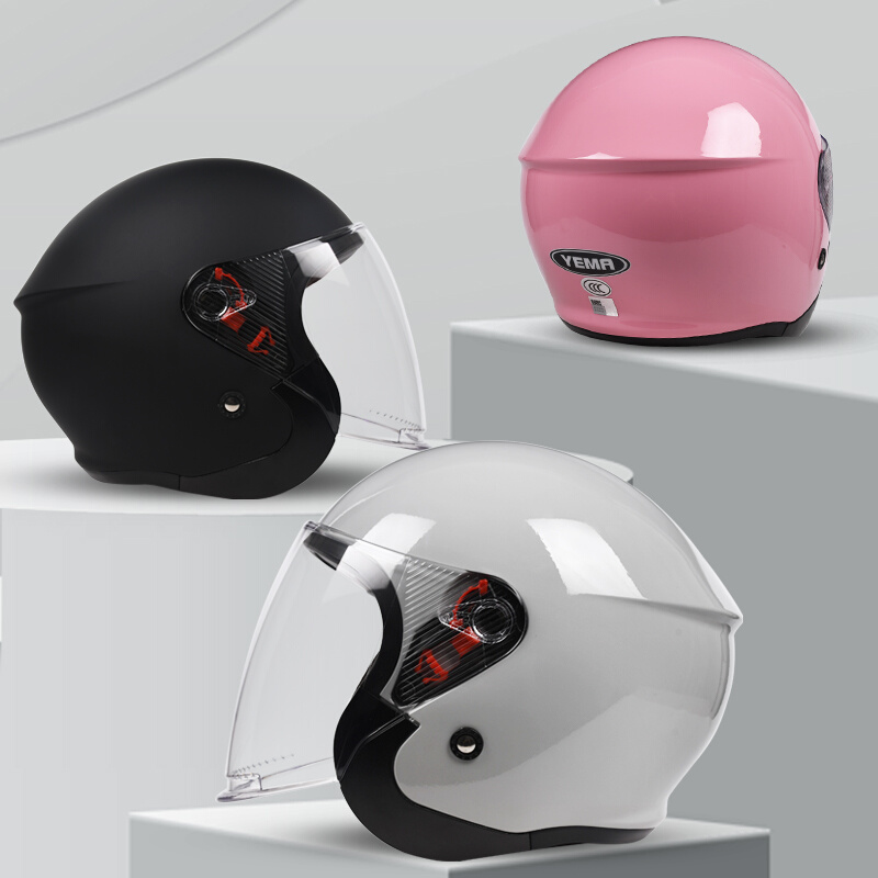 野马3C认证电动摩托车头盔男女士四季通用电瓶车冬季半盔灰安全帽