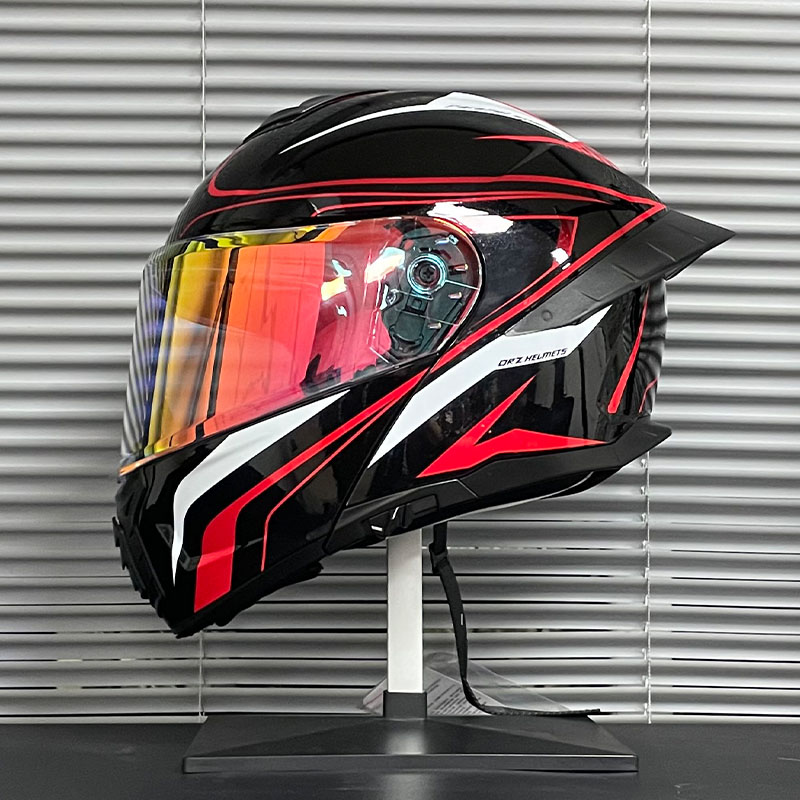 3C认证新国标ORZ摩托车头盔男女揭面盔双镜大尾翼可装蓝牙四季