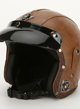 正品德国qudas奇达士复古哈雷电动摩托车头盔男女机车头盔3C认证