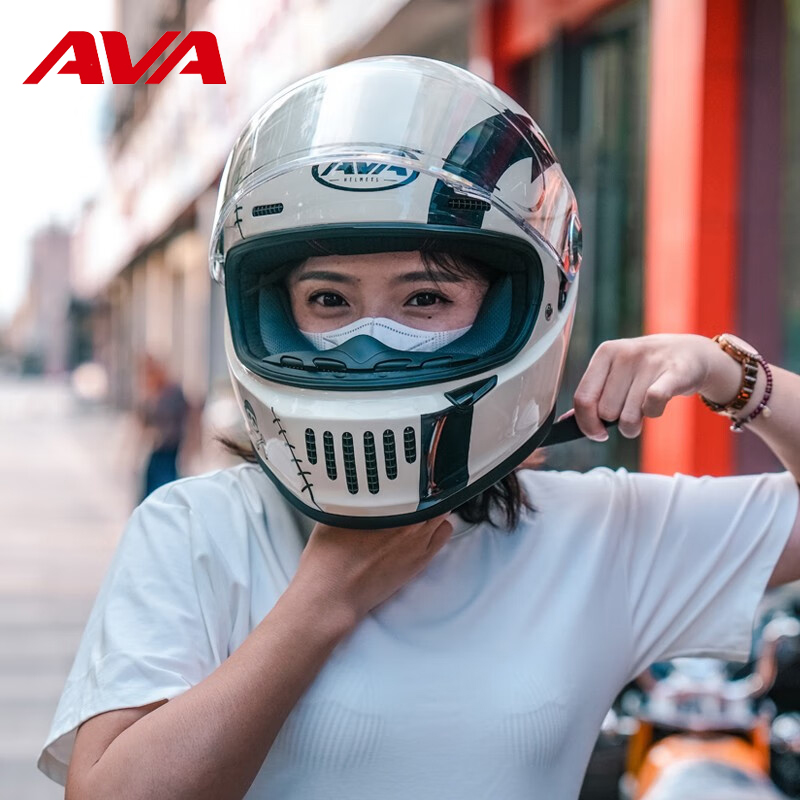 AVA王朝复古头盔四季通用全盔男女机车摩托车大码玻璃碳纤维