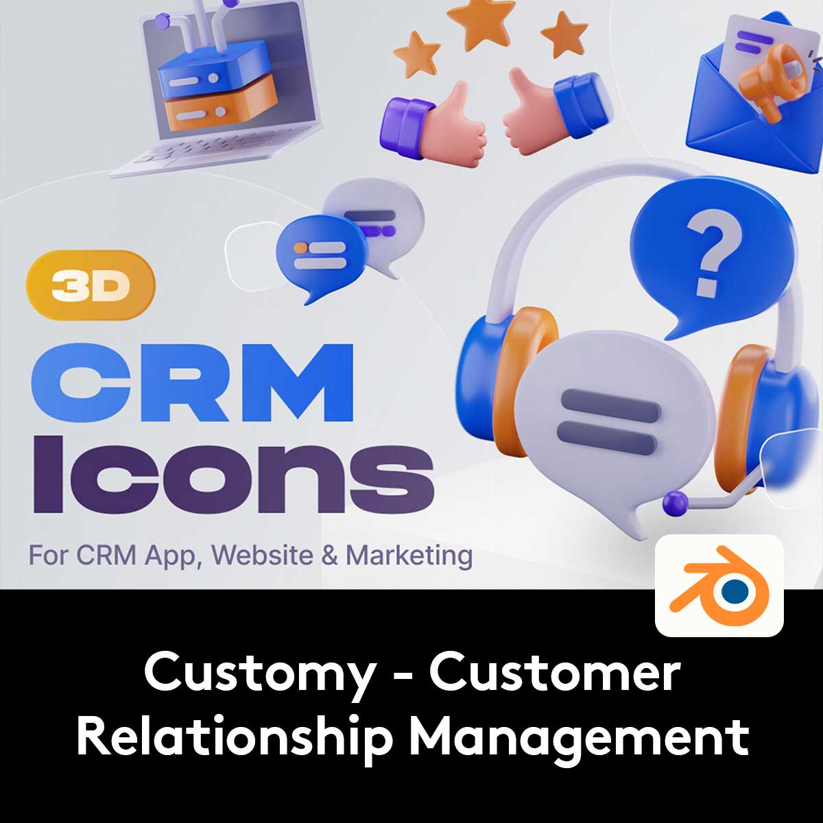 20款CRM系统数据库客服服务销售信息统计3D插图图标Icons设计素材