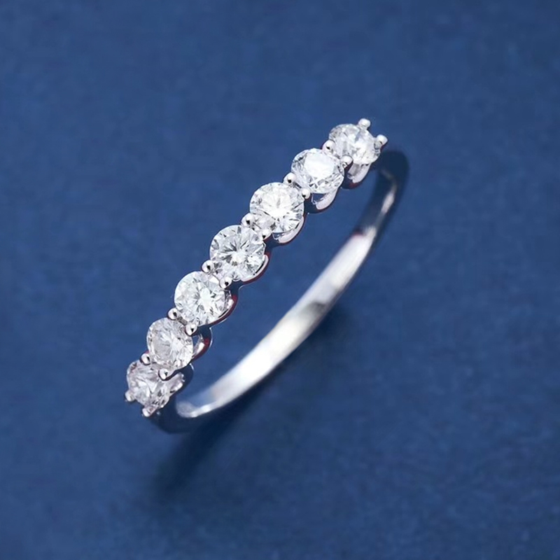 宝创集18K金天然钻石排戒指真金真钻排钻戒指叠戴护戒正品定制