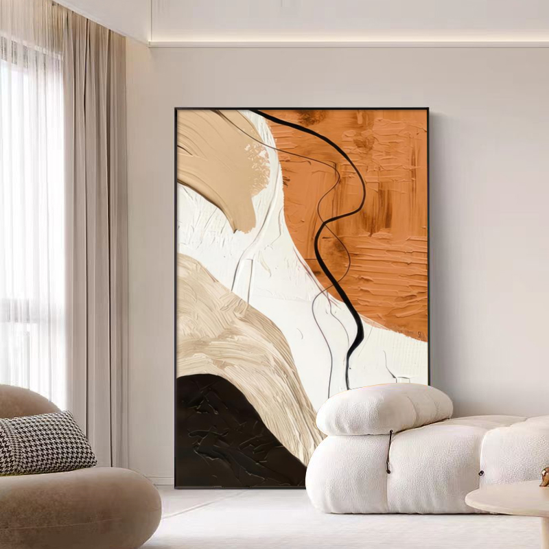 客厅沙发背景墙装饰画现代简约大厅创意落地抽象艺术侘寂风大尺寸