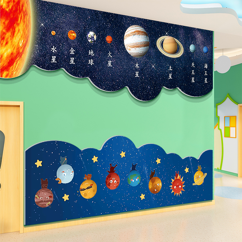 太空宇宙星球贴纸幼儿园墙面装饰环创主题成品布置科学教室文化画