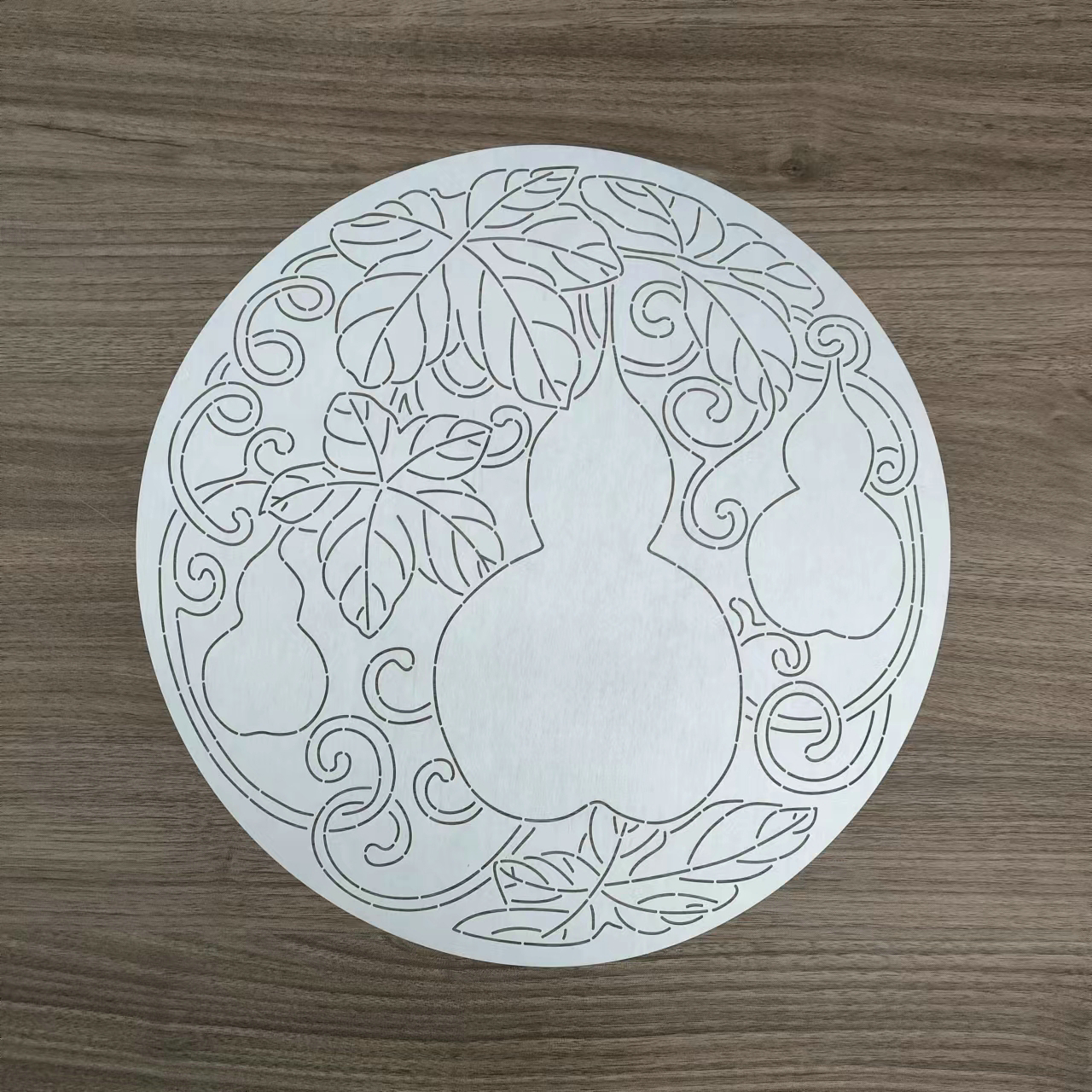 刺子绣模板 葫芦图案  传统吉祥纹 圆形茶席 杯垫餐垫手工画图