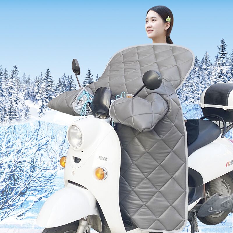 2022电动车挡风被冬季加绒加厚PU皮革电瓶摩托防寒保暖防雨挡风罩