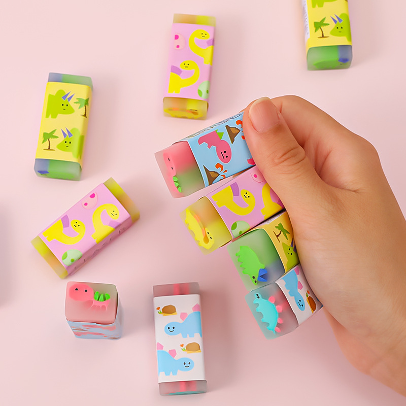 网红2Pcs 4B Cute Candy dinosaur Soft Erasers For Kids Rubber