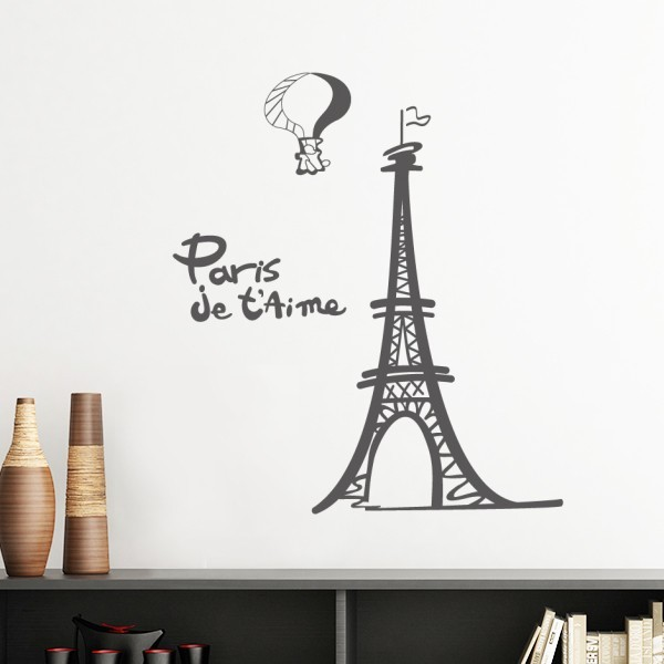 埃菲尔铁塔法国巴黎涂鸦手绘墙贴壁纸房间贴花