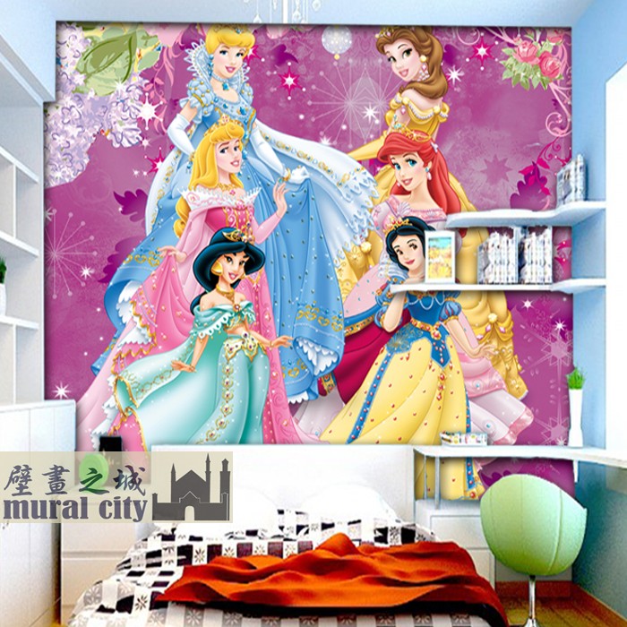 迪士尼公主壁纸动漫卡通少女墙纸白雪公主灰姑娘茉莉公主壁画背景