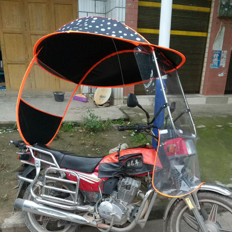 适用豪爵125小太子跨骑摩托车雨棚遮雨蓬防风架子车遮阳伞挡风罩|