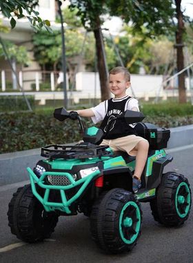 儿童沙滩摩托车电动可坐大人四驱越野摩托车4-10岁男孩四轮电动车