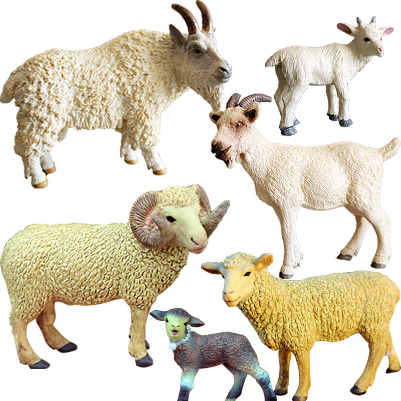 儿童玩具仿真动物模型白色山羊绵羊塑料摆件微景观过家家羊宝宝崽