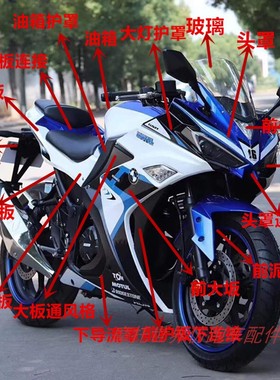 国产地平线V6新时代R3创新三阳幻速仿跑摩托车塑料件外壳大板头罩