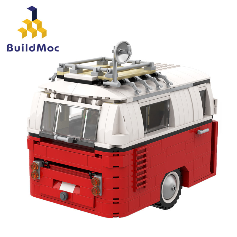 BuildMOC拼装积木玩具大众T1露营车房车大篷车拖车野营车旅行巴士