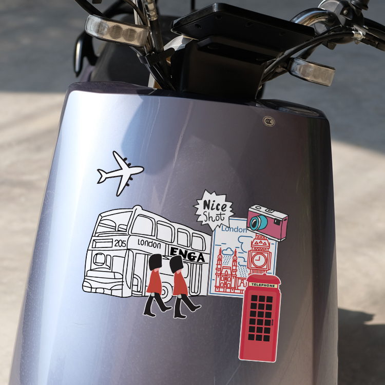 英伦风装饰品贴图小牛龟王电动车贴纸摩托车身贴外壳遮挡划痕贴画