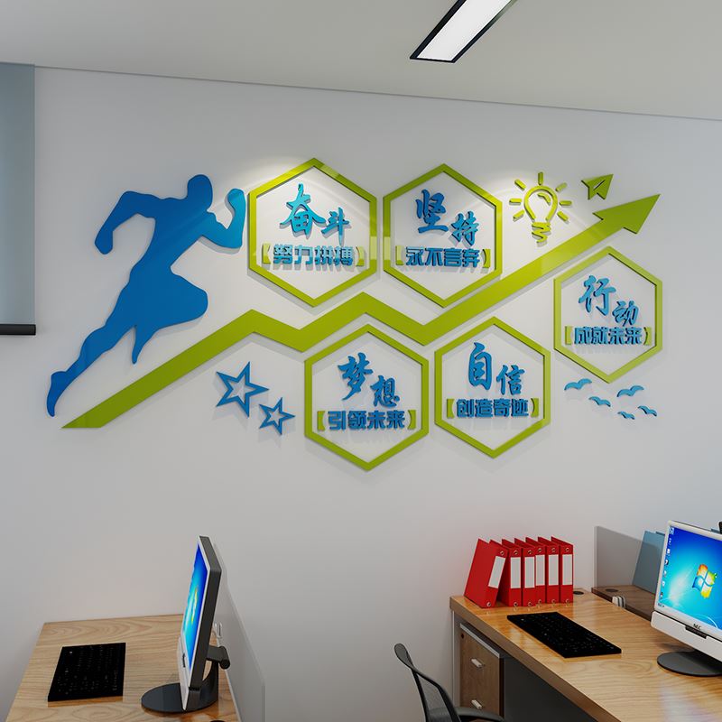 企业文化楼梯台阶贴纸布置办公室墙面装饰创意激励志标语公司背景