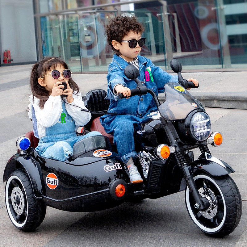电动摩托车三轮双驱大电坐两人挎斗充电男女手拧油门儿童玩具童车
